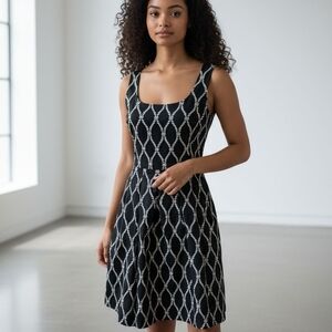 Banana Republic Elegant Black and White Nautical Patterned Dress Sz 2